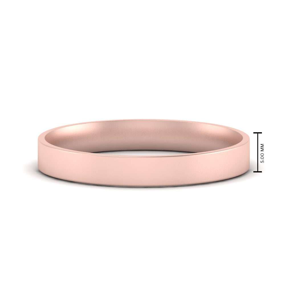 Comfort Fit Light Weight Flat Stacking Mens Band In 14K Rose Gold | Cuts & Carat