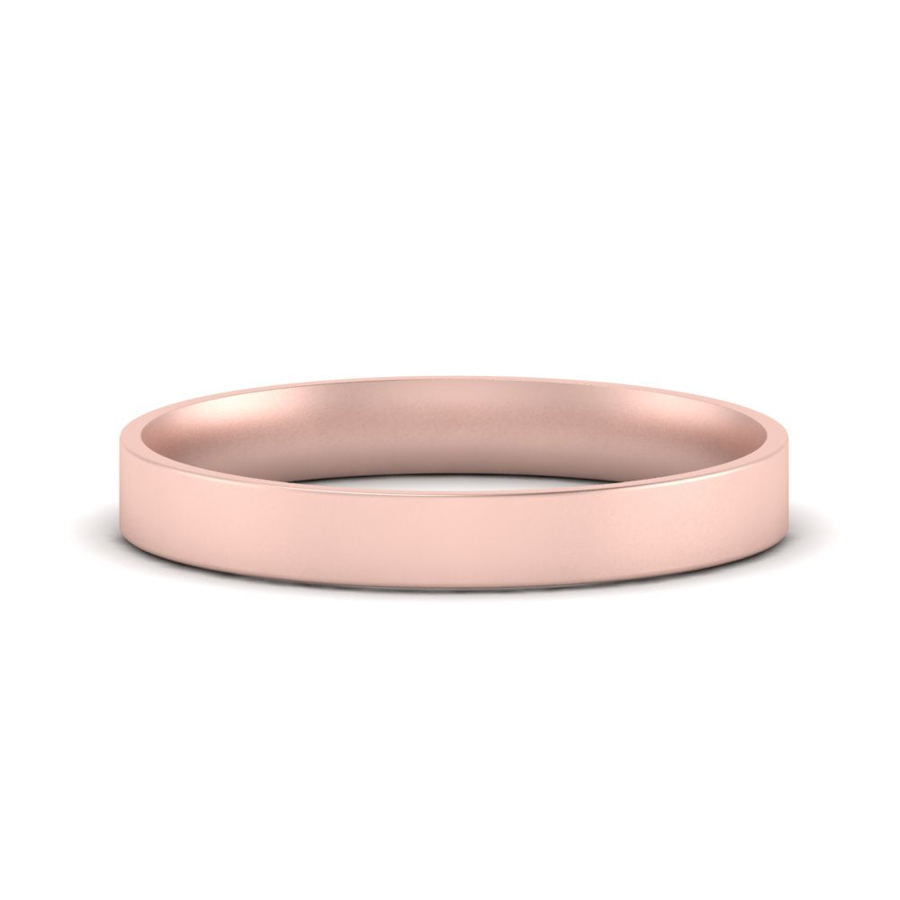 Comfort Fit Light Weight Flat Stacking Mens Band In 14K Rose Gold | Cuts & Carat