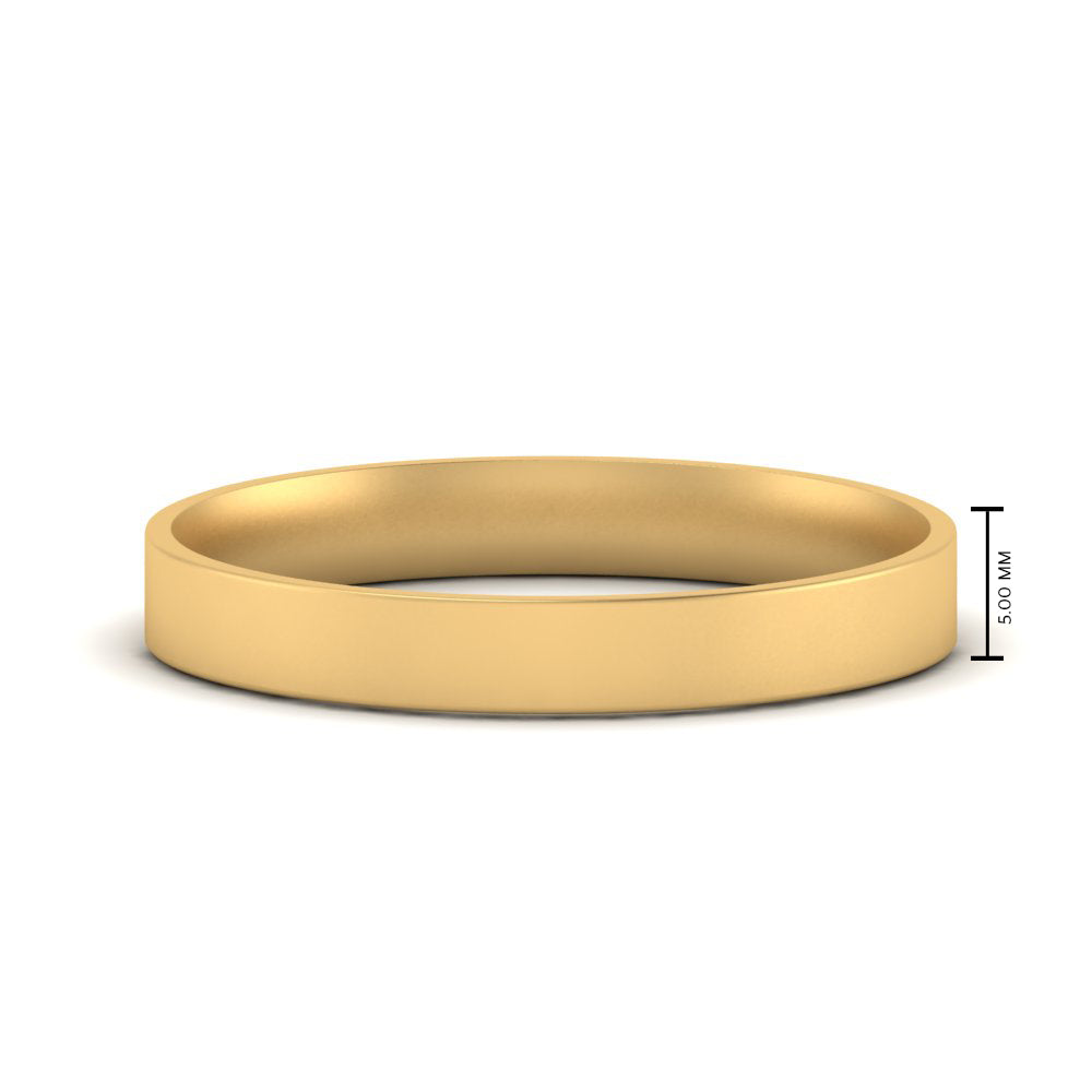 Comfort Fit Light Weight Flat Stacking Mens Band In 14K Yellow Gold | Cuts & Carat