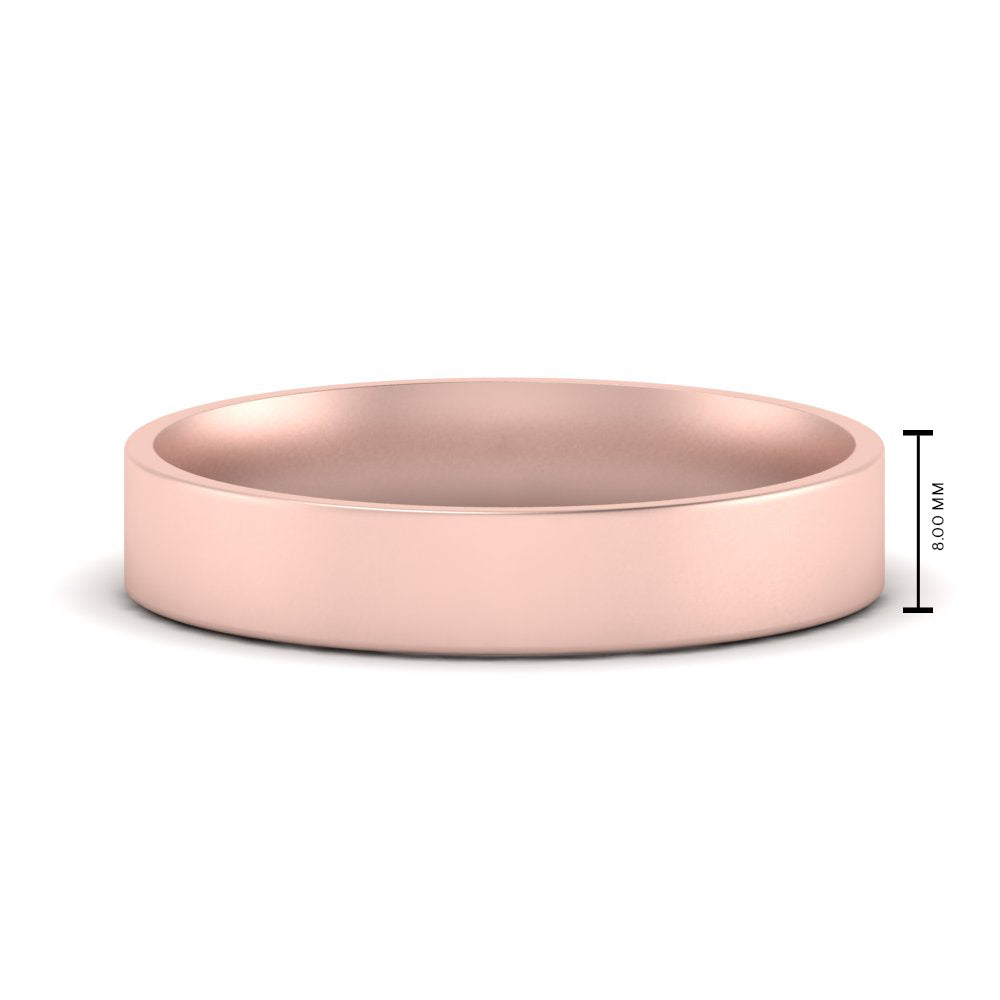 Comfort Fit Light Weight Flat Stacking Mens Band In 14K Rose Gold | Cuts & Carat