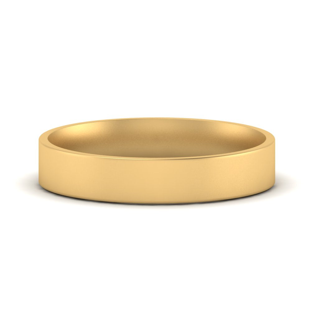 Comfort Fit Light Weight Flat Stacking Mens Band In 14K Yellow Gold | Cuts & Carat