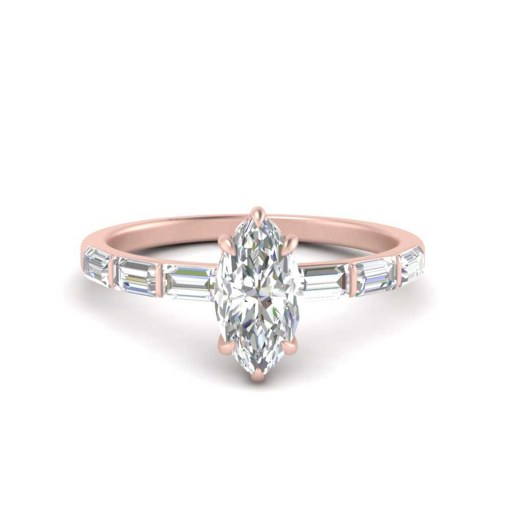 Lab Grown Marquise Cut Diamond Halo Engagement Rings 14K Rose Gold