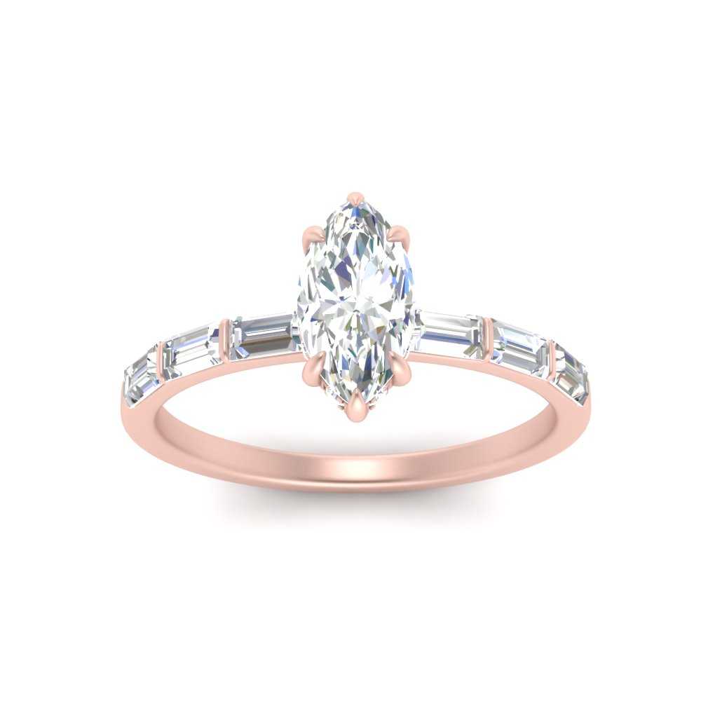 Lab Grown Marquise Cut Diamond Halo Engagement Rings 14K Rose Gold