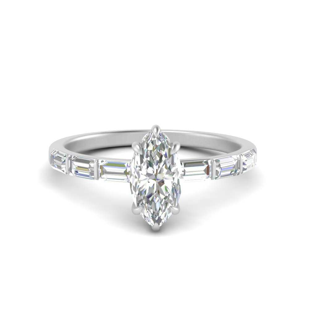 Lab Grown Marquise Cut Diamond Halo Engagement Rings 14K White Gold