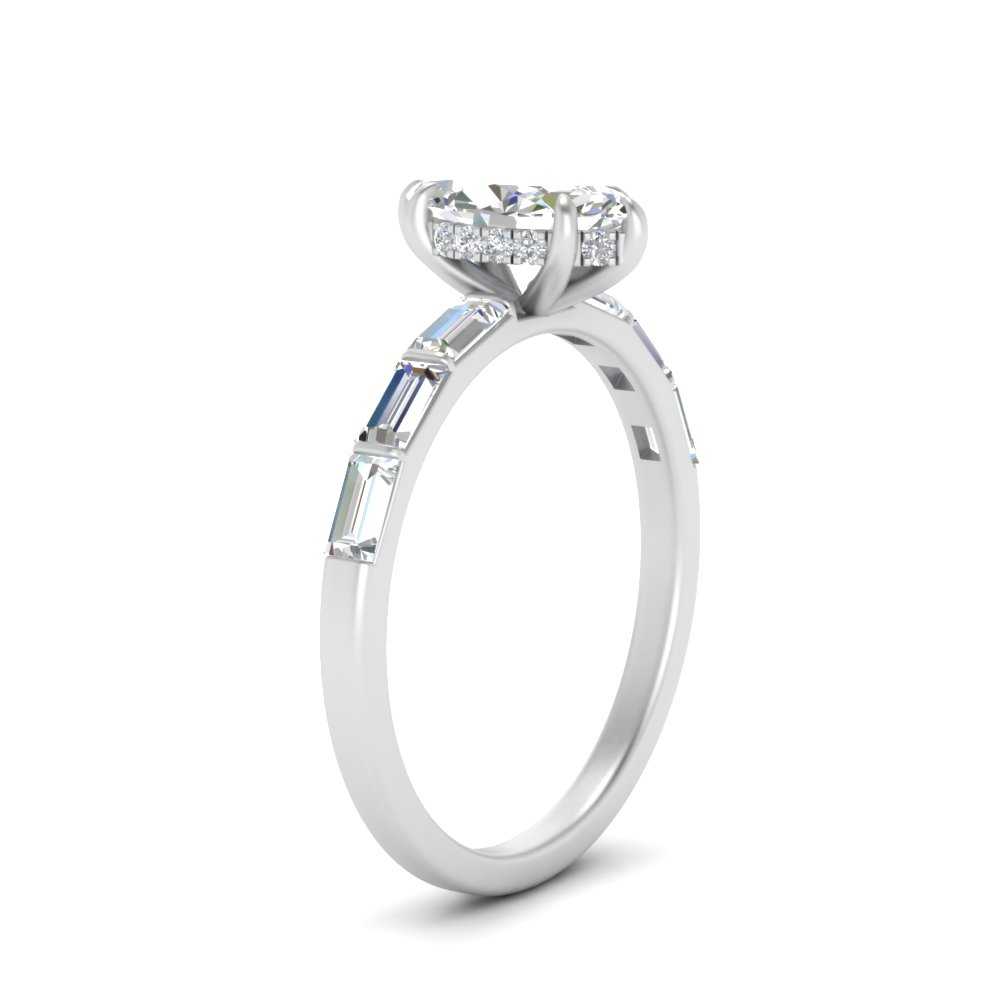 Lab Grown Marquise Cut Diamond Halo Engagement Rings 14K White Gold