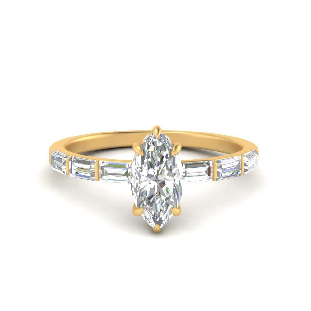 Lab Grown Marquise Cut Diamond Halo Engagement Rings 14K Yellow Gold