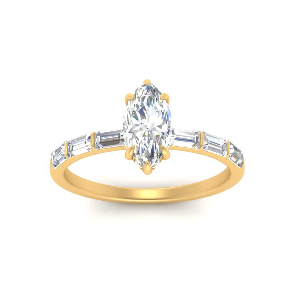 Lab Grown Marquise Cut Diamond Halo Engagement Rings 14K Yellow Gold