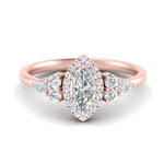 Load image into Gallery viewer, Lab Marquise Cut diamond Halo Engagement Rings 14K Rose Gold
