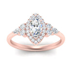 Load image into Gallery viewer, Lab Marquise Cut diamond Halo Engagement Rings 14K Rose Gold
