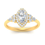 Load image into Gallery viewer, Lab Marquise Cut diamond Halo Engagement Rings 14K Yellow Gold
