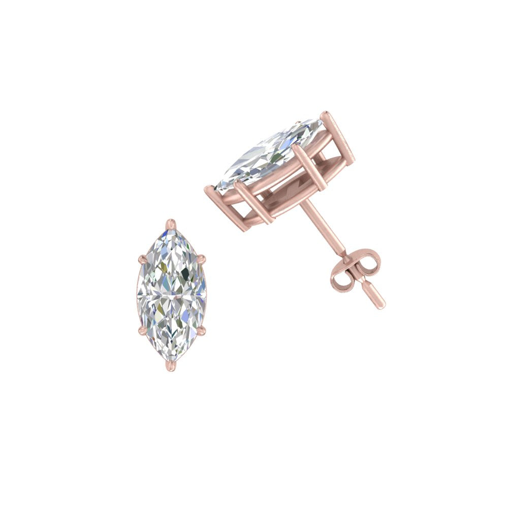 0.50 To 5 Carat Marquise Cut Lab Created Diamond Stud Earring 14K Gold