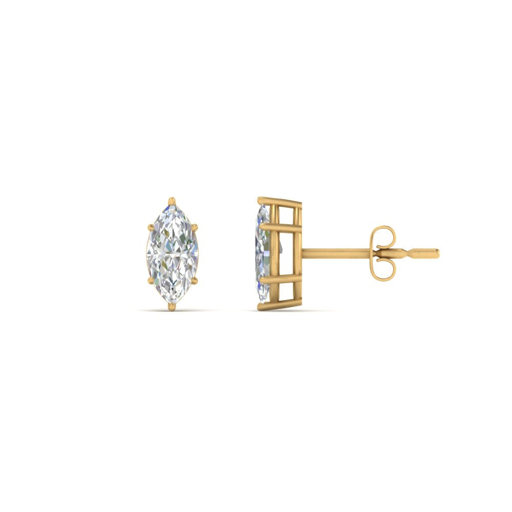 0.50 To 5 Carat Marquise Cut Lab Created Diamond Stud Earring 14K Gold