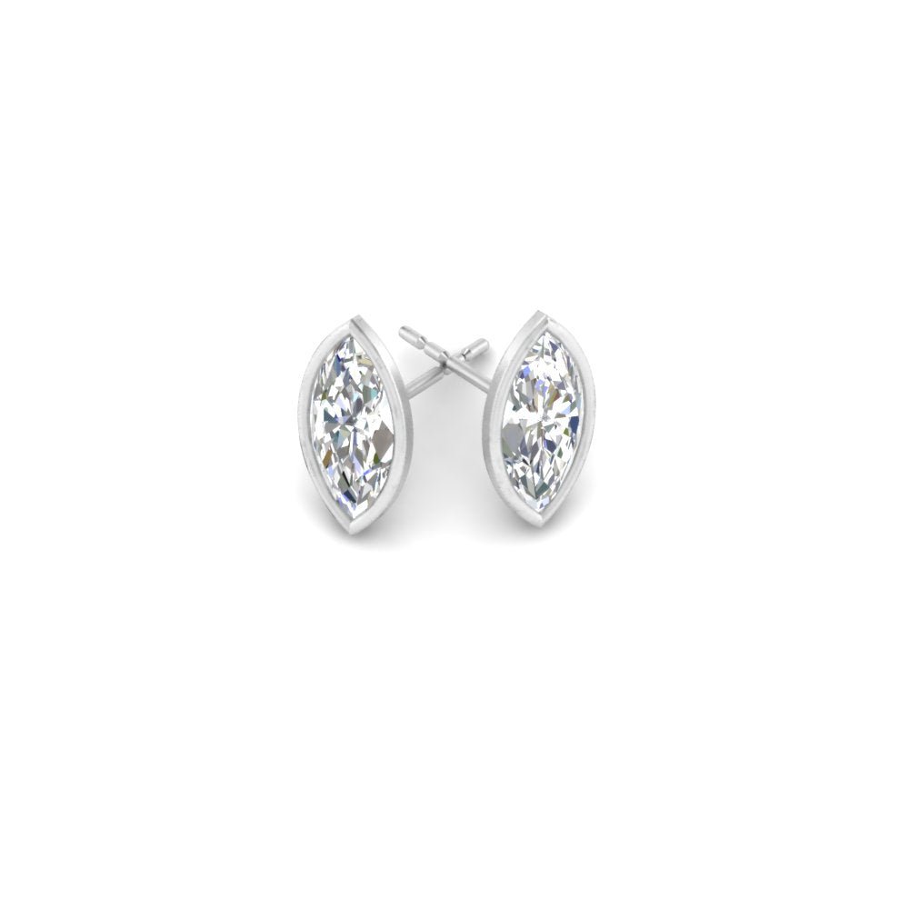 0.50 To 5 Carat Lab Diamond Marquise Stud Bezel Set Earring For Women 14K Gold