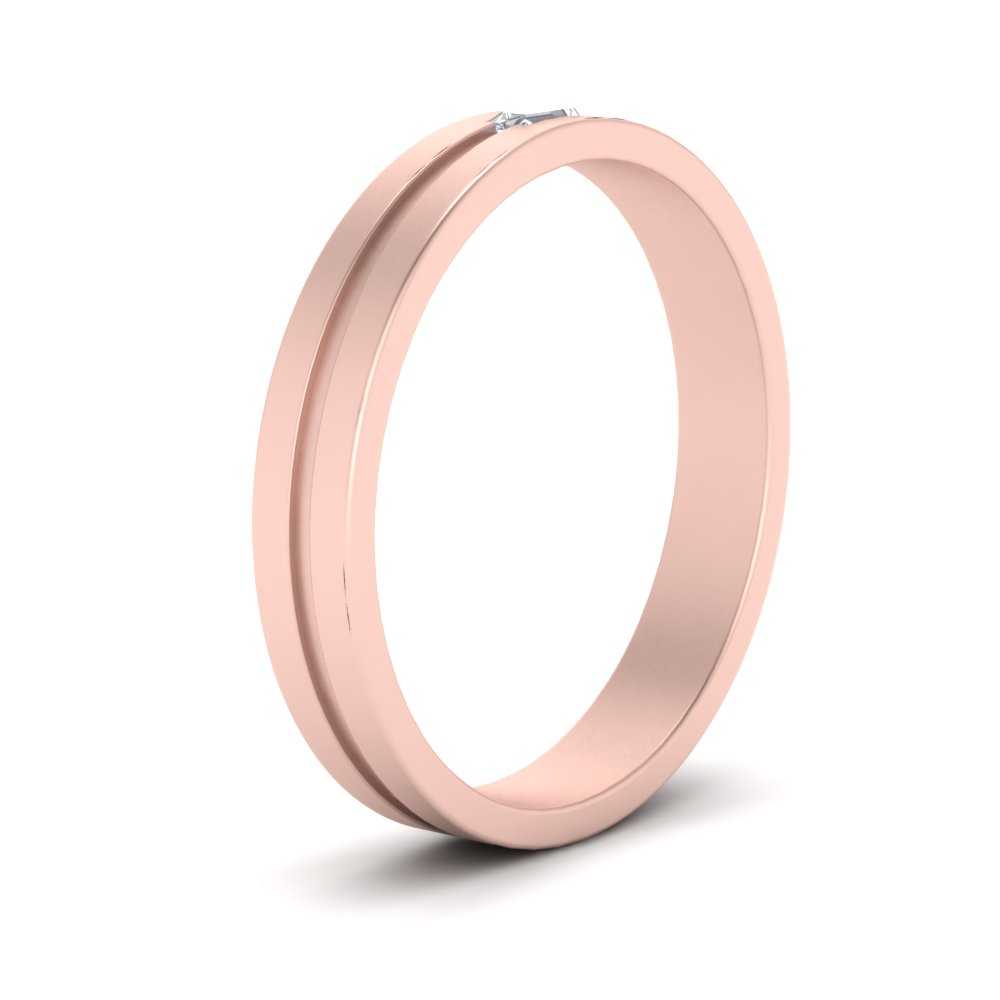 East West Straight Baguette Cut Lab Diamond Engagement Ring For Mens 14k Rose Gold|Cuts & Carat