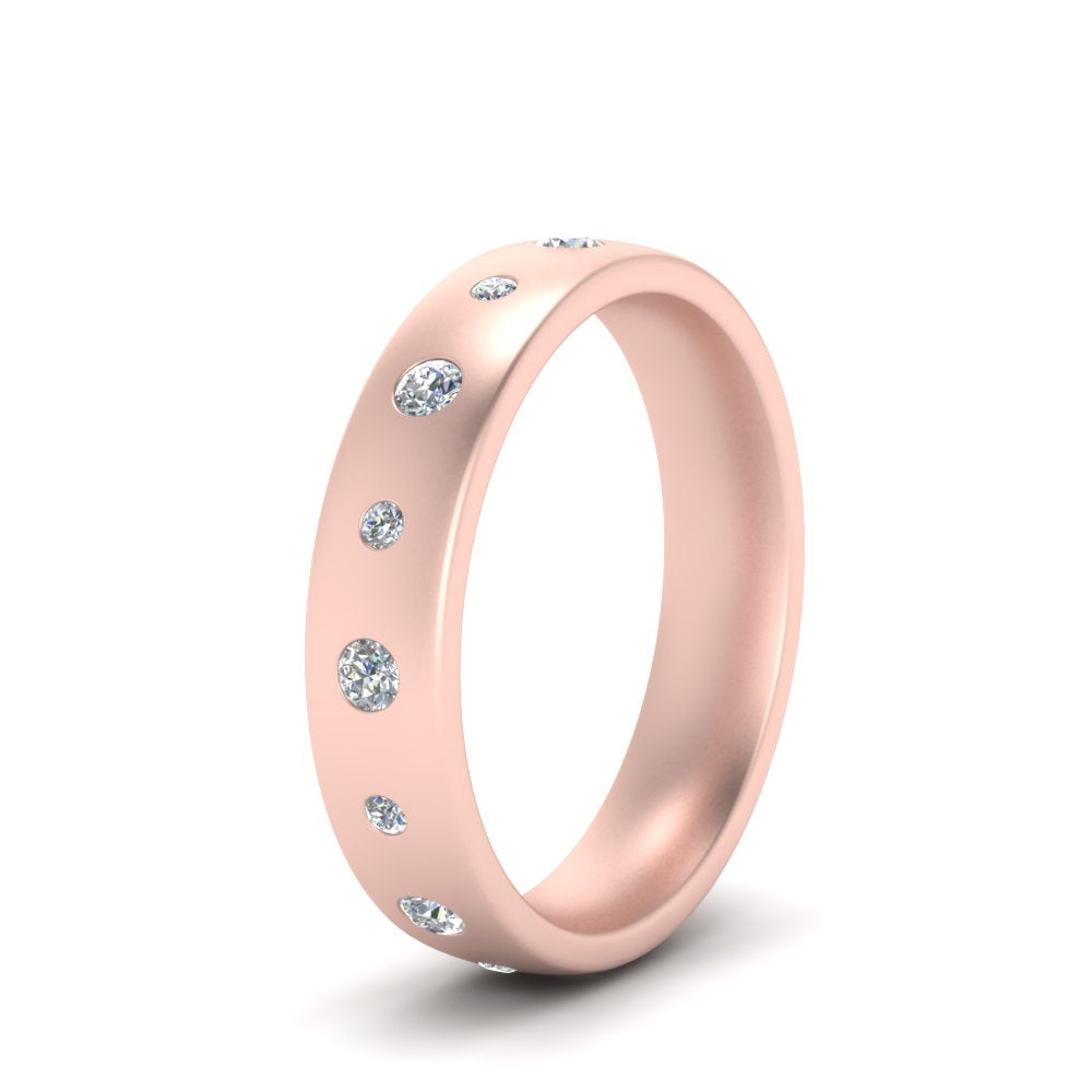 Round Cut Lab Diamond Station Band For Mens 14k Rose Gold|Cuts & Carat