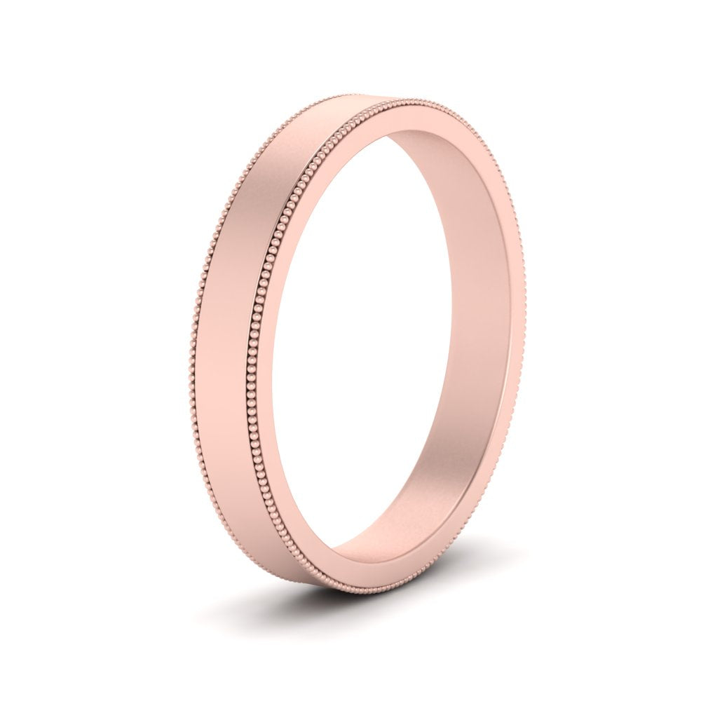 Flat Milgrain Stackable Mens Wedding Band In 14K Rose Gold | Cuts & Carat