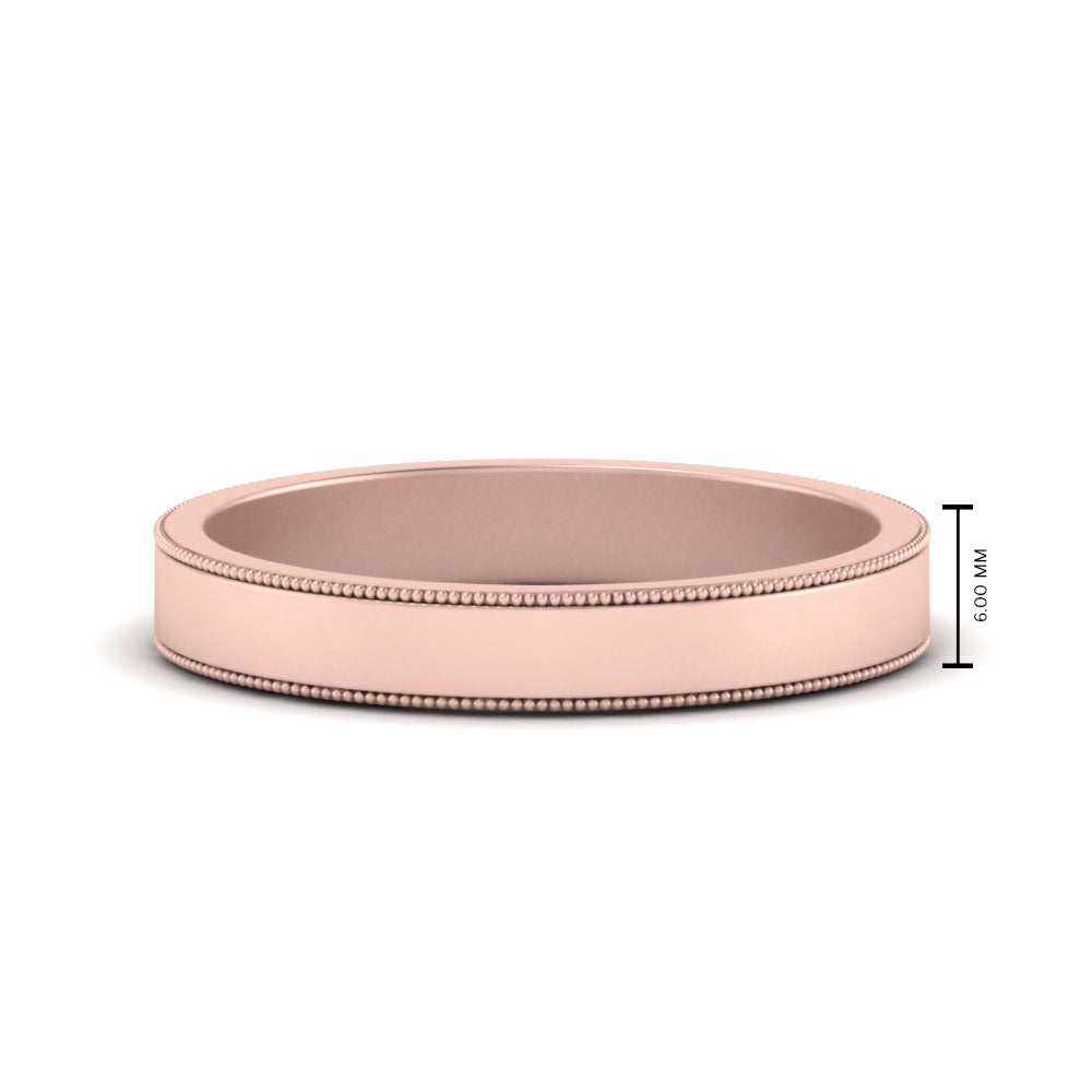 Flat Milgrain Stackable Mens Wedding Band In 14K Rose Gold | Cuts & Carat