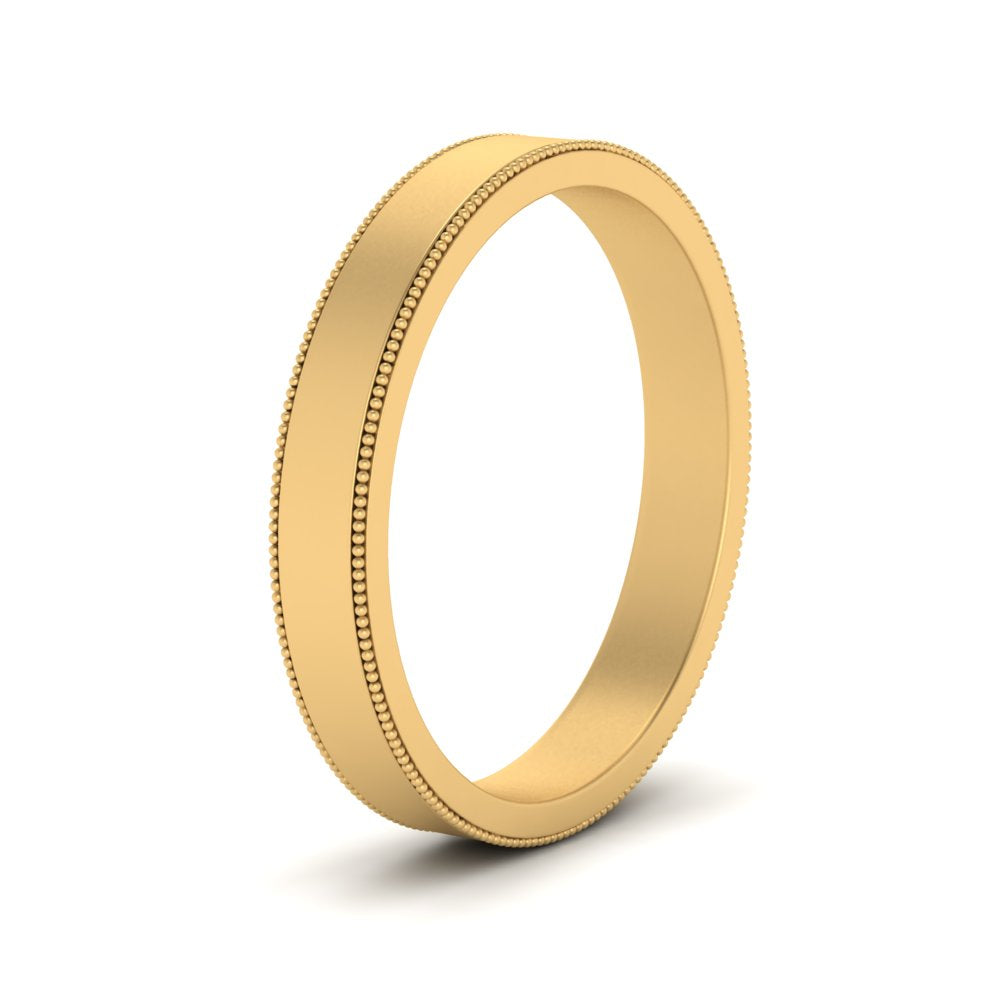 Flat Milgrain Stackable Mens Wedding Band In 14K Yellow Gold | Cuts & Carat