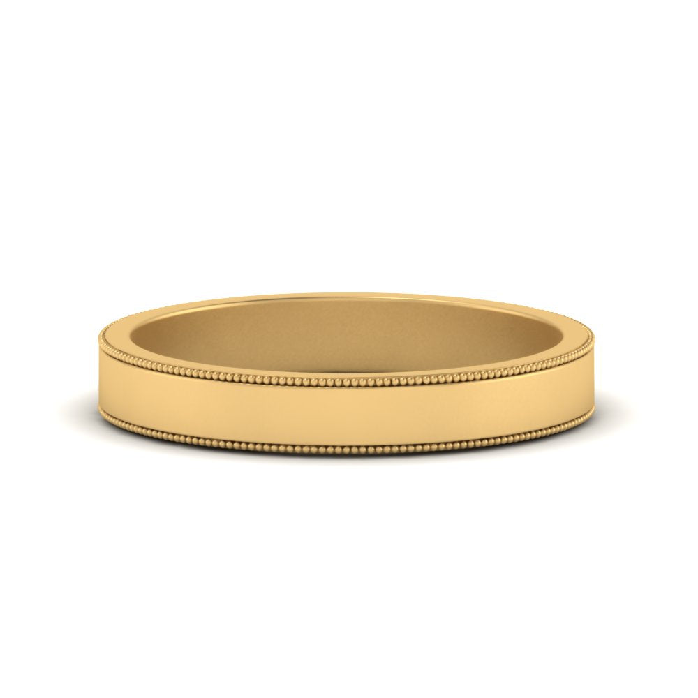 Flat Milgrain Stackable Mens Wedding Band In 14K Yellow Gold | Cuts & Carat