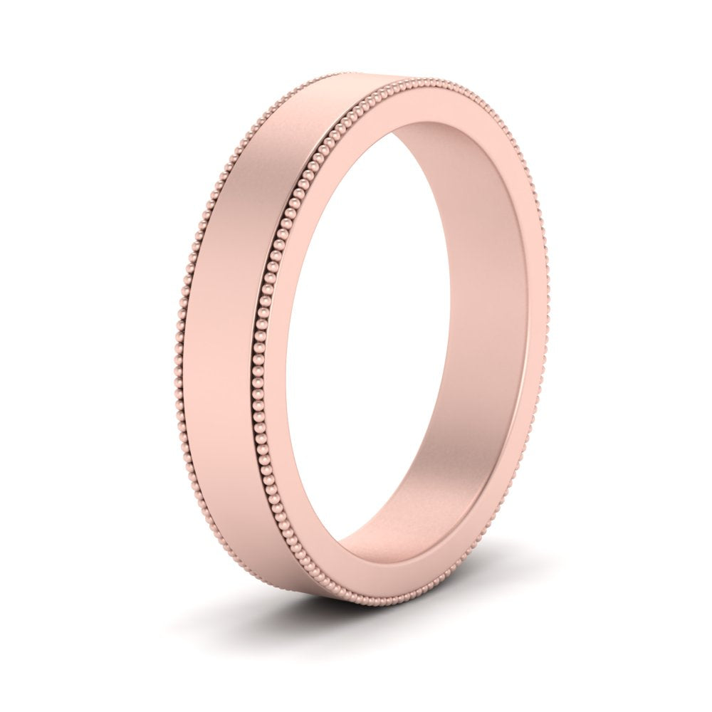 Flat Milgrain Stackable Mens Wedding Band In 14K Rose Gold | Cuts & Carat