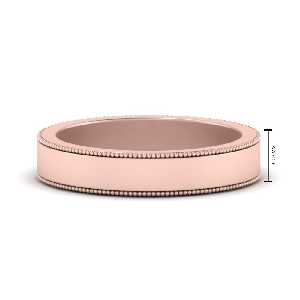 Flat Milgrain Stackable Mens Wedding Band In 14K Rose Gold | Cuts & Carat