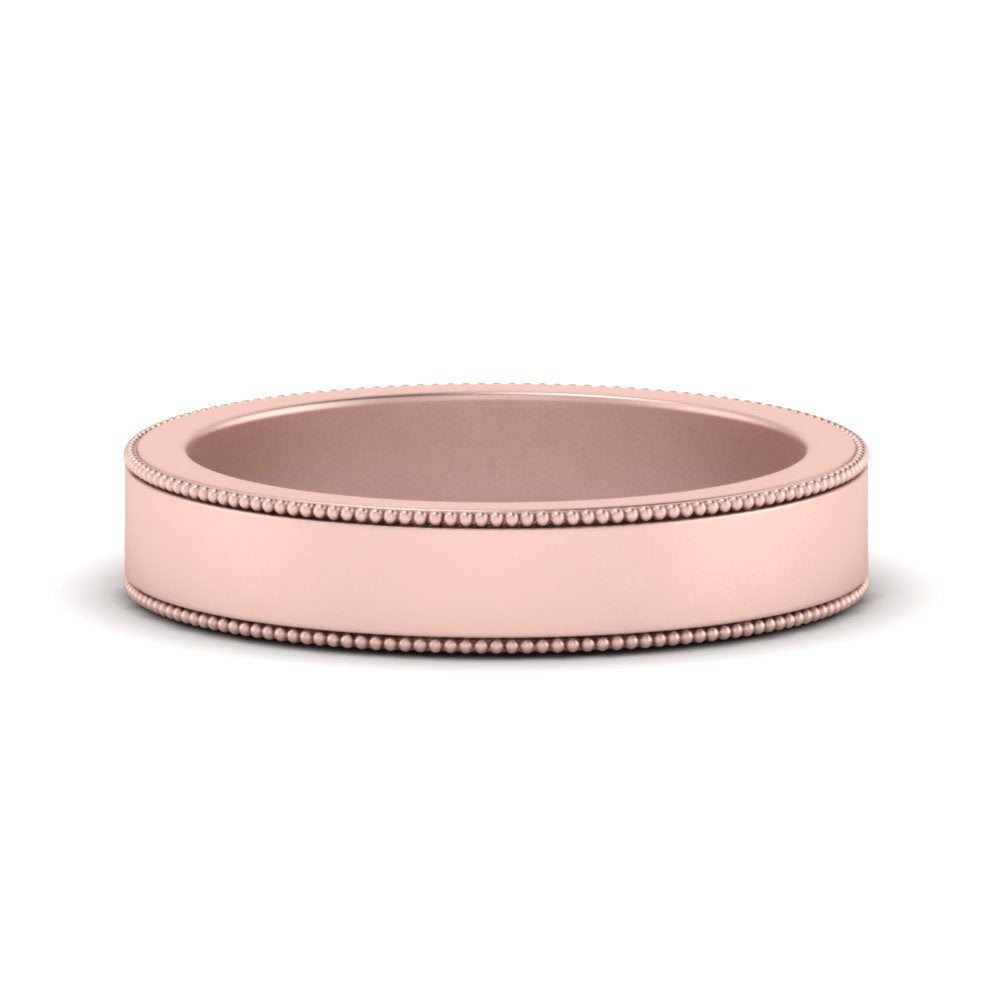 Flat Milgrain Stackable Mens Wedding Band In 14K Rose Gold | Cuts & Carat