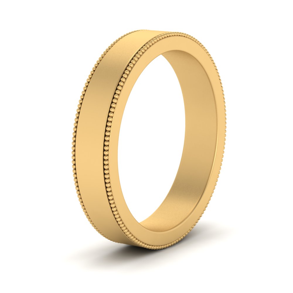 Flat Milgrain Stackable Mens Wedding Band In 14K Yellow Gold | Cuts & Carat