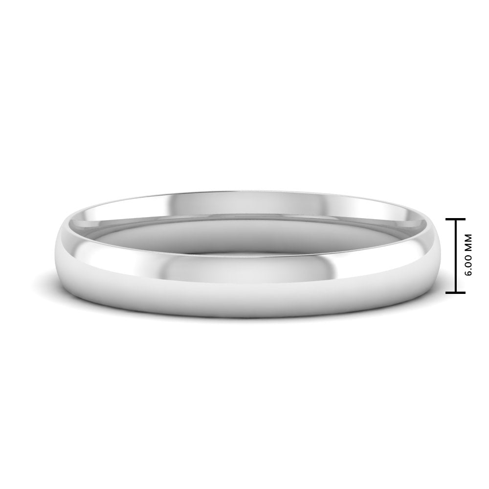 6 MM Classic Comfort Mens Wedding Band In 14k White Gold | Cuts & Carat