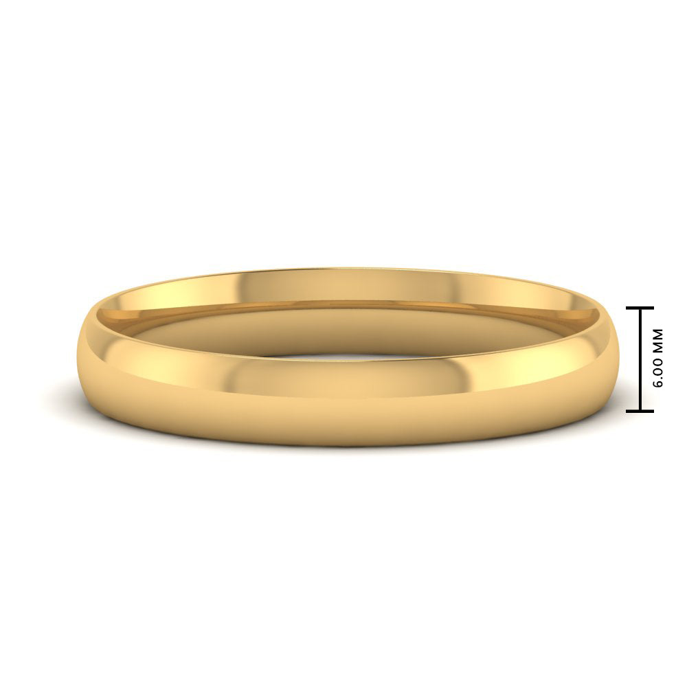 6 MM Classic Comfort Mens Wedding Band In 14k Yellow Gold | Cuts & Carat