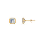 Load image into Gallery viewer, 0.50 To 5 Carat Lab Diamond Asscher Stud Bezel Set Earring For Women 14K Gold
