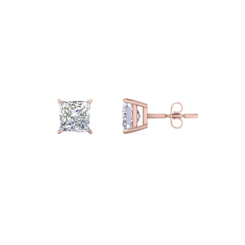 0.50 To 5 Carat Princess Cut Lab Created Diamond Stud Earring For Women 14K Gold