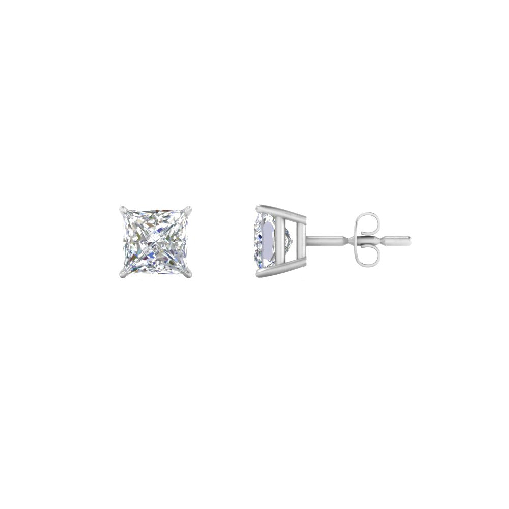 0.50 To 5 Carat Princess Cut Lab Created Diamond Stud Earring For Women 14K Gold