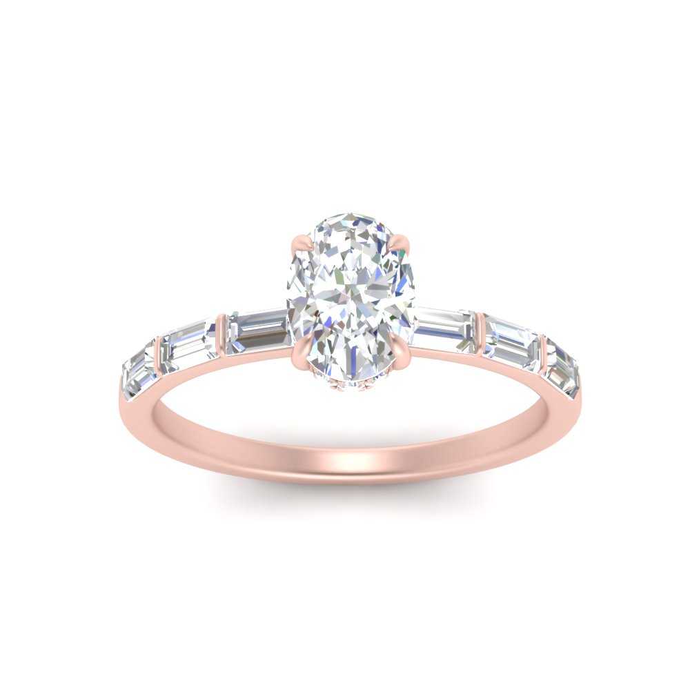 Lab Grown Oval Shaped Diamond Halo Engagement Rings 14K Rose Gold