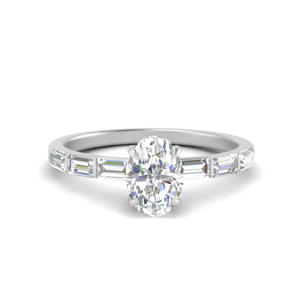 Lab Grown Oval Shaped Diamond Halo Engagement Rings 14K White Gold