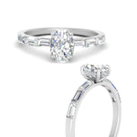 Load image into Gallery viewer, Lab Grown Oval Shaped Diamond Halo Engagement Rings 14K White Gold
