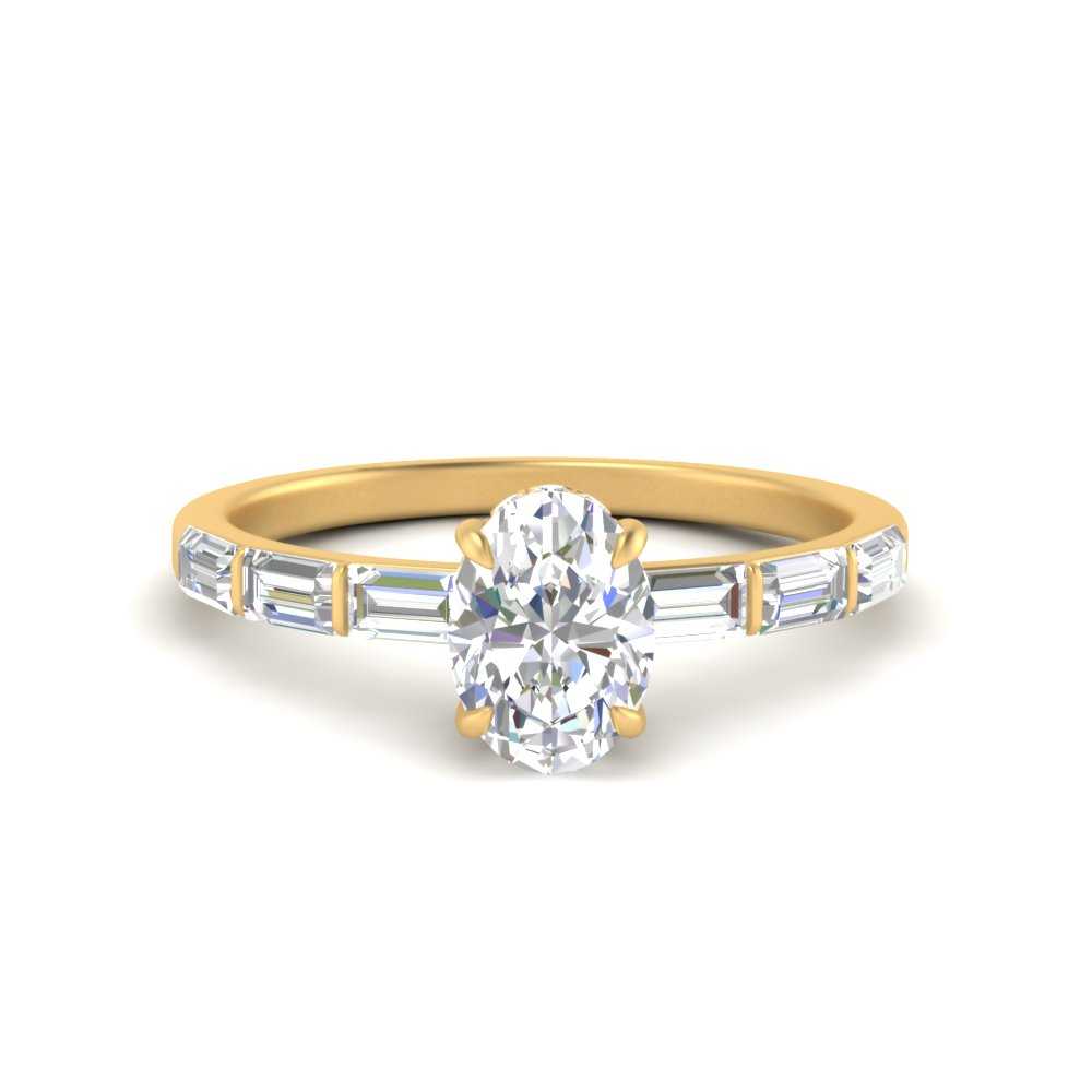 Lab Grown Oval Shaped Diamond Halo Engagement Rings 14K Yellow Gold