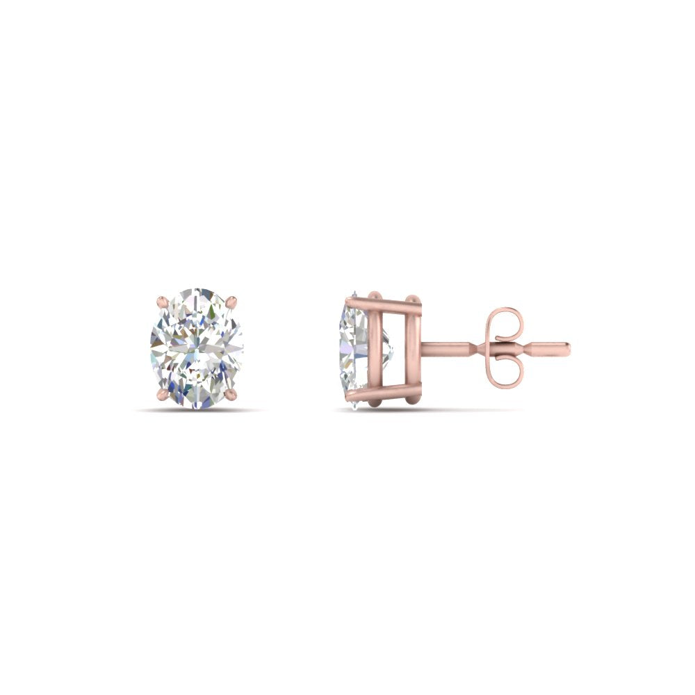 1/2 To 5 Ctw Oval Cut Basket Lab Diamond Stud Earring 14K Gold