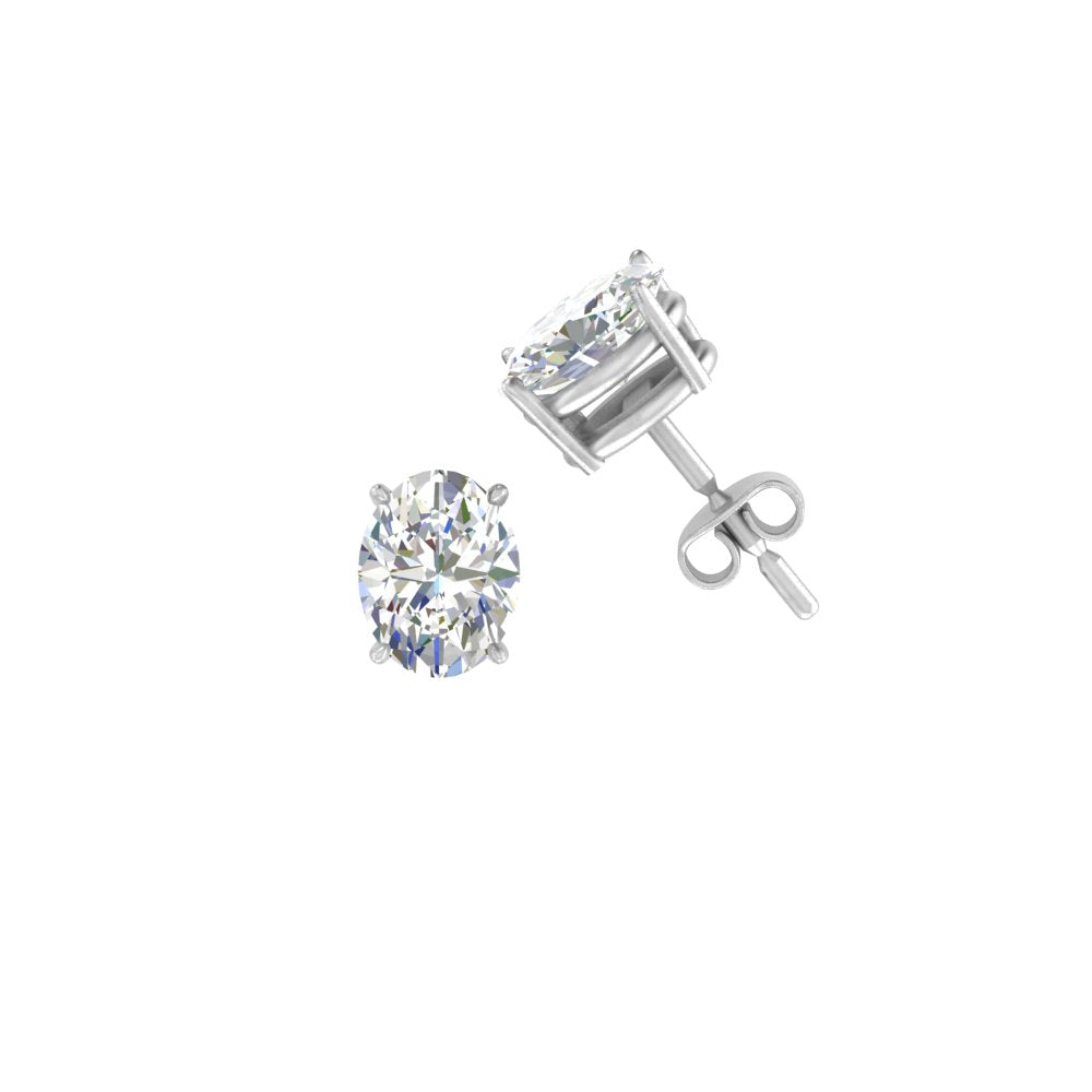 1/2 To 5 Ctw Oval Cut Basket Lab Diamond Stud Earring 14K Gold