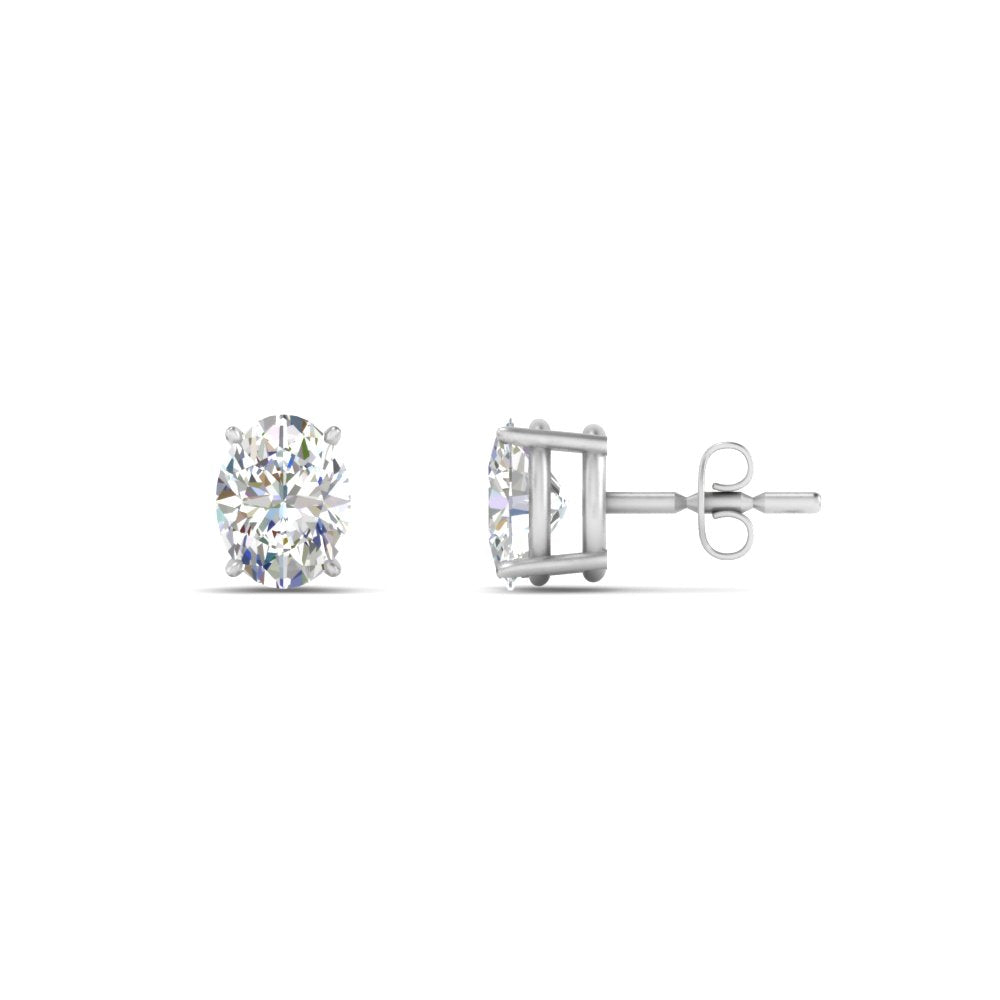 1/2 To 5 Ctw Oval Cut Basket Lab Diamond Stud Earring 14K Gold