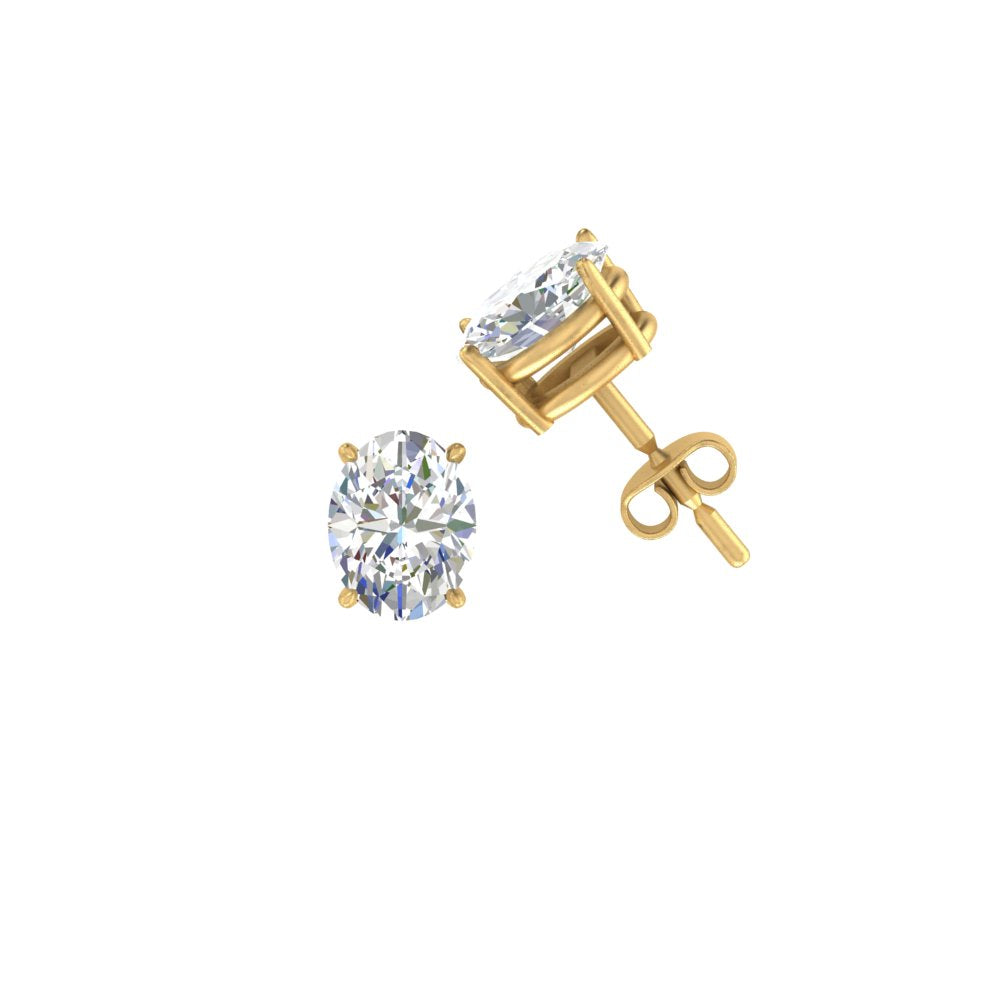 1/2 To 5 Ctw Oval Cut Basket Lab Diamond Stud Earring 14K Gold