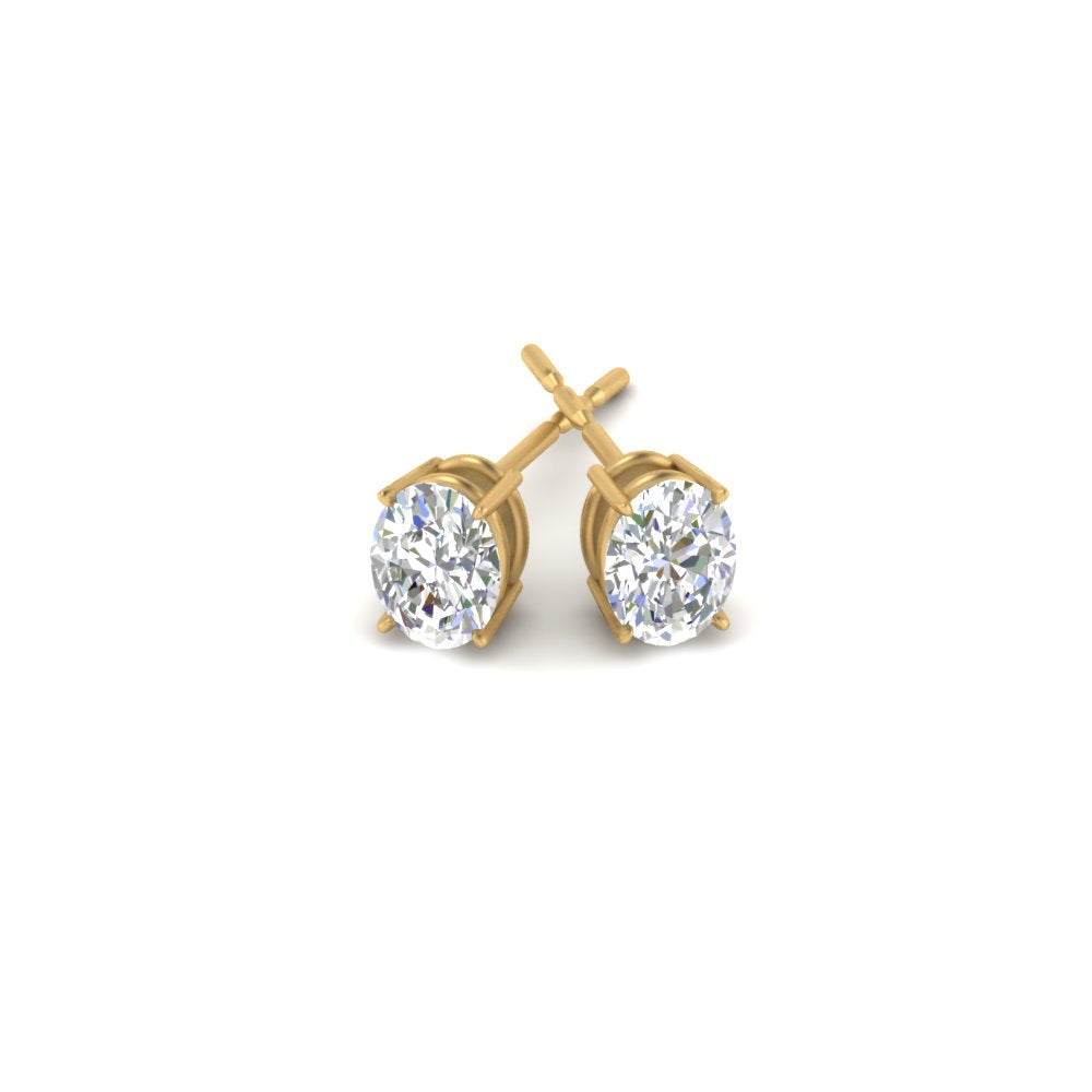 1/2 To 5 Ctw Oval Cut Basket Lab Diamond Stud Earring 14K Gold