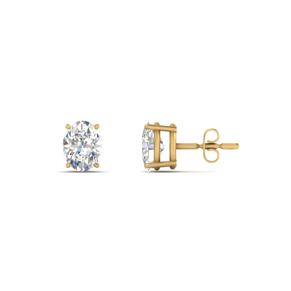 1/2 To 5 Ctw Oval Cut Basket Lab Diamond Stud Earring 14K Gold