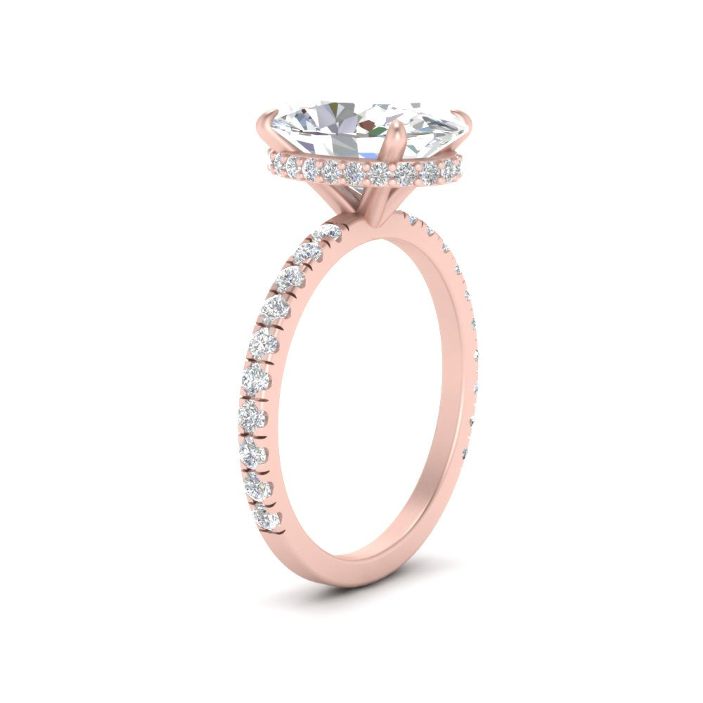 Under Halo Pave Lab Diamond Ring 14K Gold