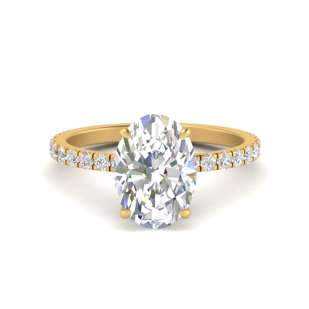 Under Halo Pave Lab Diamond Ring 14K Gold