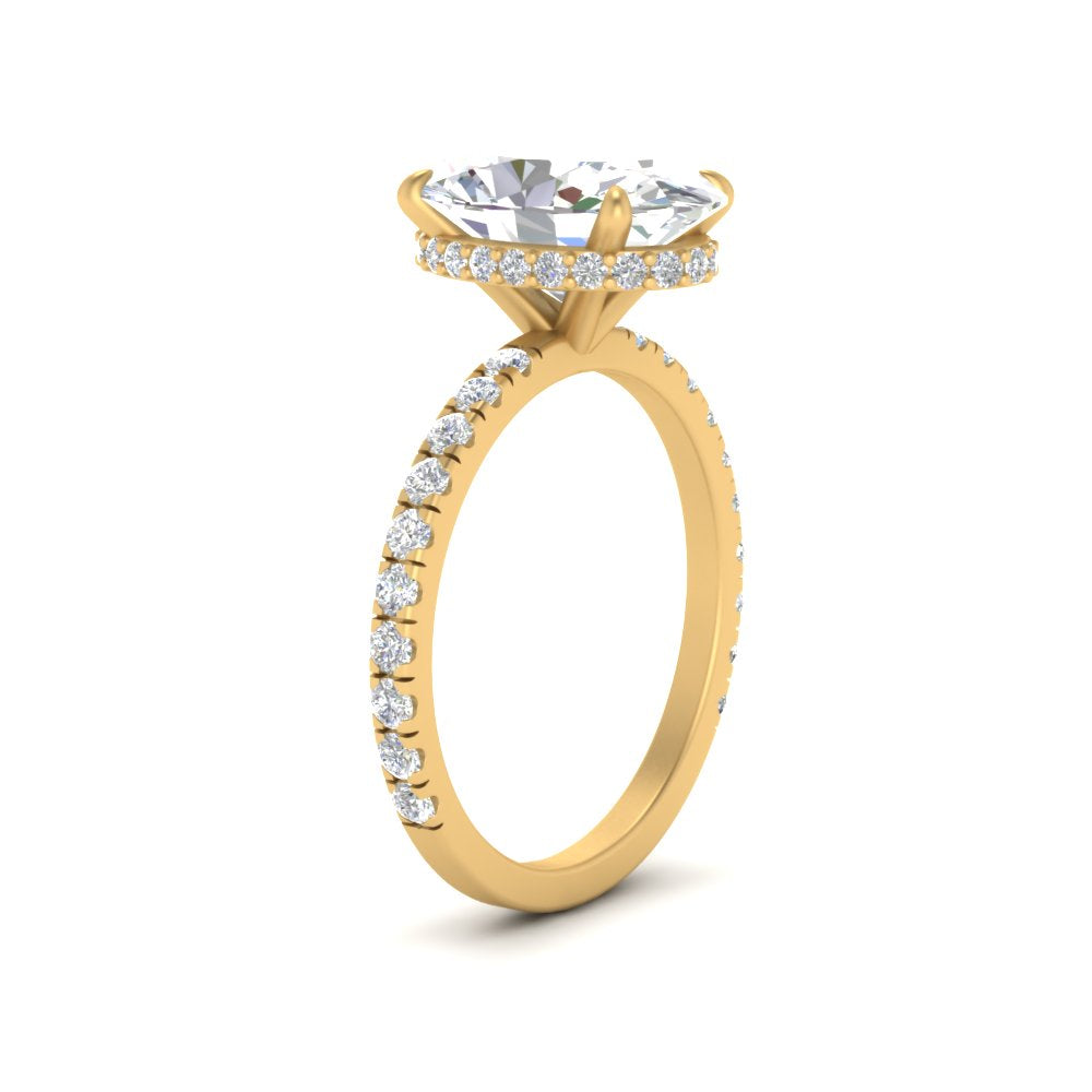 Under Halo Pave Lab Diamond Ring 14K Gold