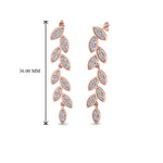 Load image into Gallery viewer, Pave Lab Diamond Leaf Drop Women Earring In 14K Rose Gold | Cuts &amp; Carat
