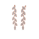 Load image into Gallery viewer, Pave Lab Diamond Leaf Drop Women Earring In 14K Rose Gold | Cuts &amp; Carat
