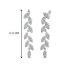 Load image into Gallery viewer, Pave Lab Diamond Leaf Drop Women Earring In 14K White Gold | Cuts &amp; Carat
