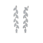 Load image into Gallery viewer, Pave Lab Diamond Leaf Drop Women Earring In 14K White Gold | Cuts &amp; Carat
