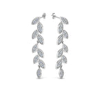 Load image into Gallery viewer, Pave Lab Diamond Leaf Drop Women Earring In 14K White Gold | Cuts &amp; Carat
